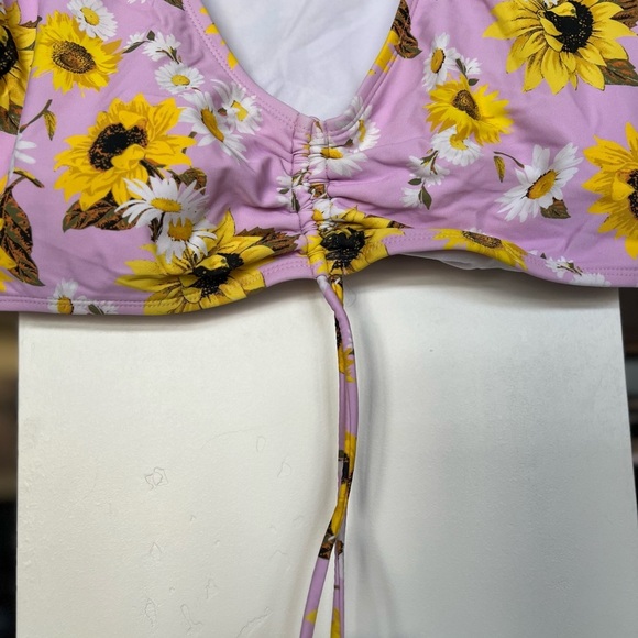 Decree Plus Size Pink Daisy Swim Top sz 0X - Picture 4 of 4